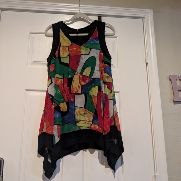 India Boutique Tops - Colorful Abstract Sleeveless Top